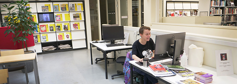 Student at computer