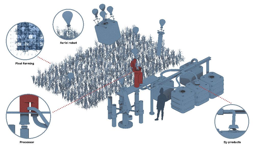 Ludvig Karlssons illustration av framtidens matförsörjning