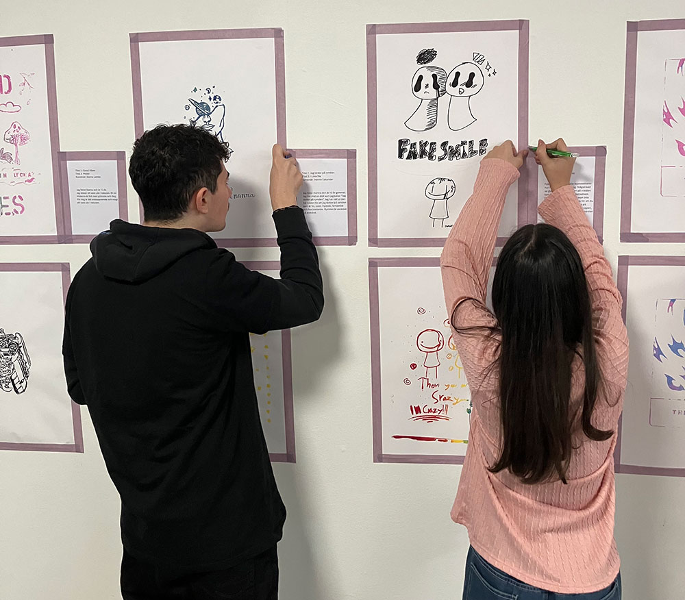 Grafikutställning från höstkollo för unga