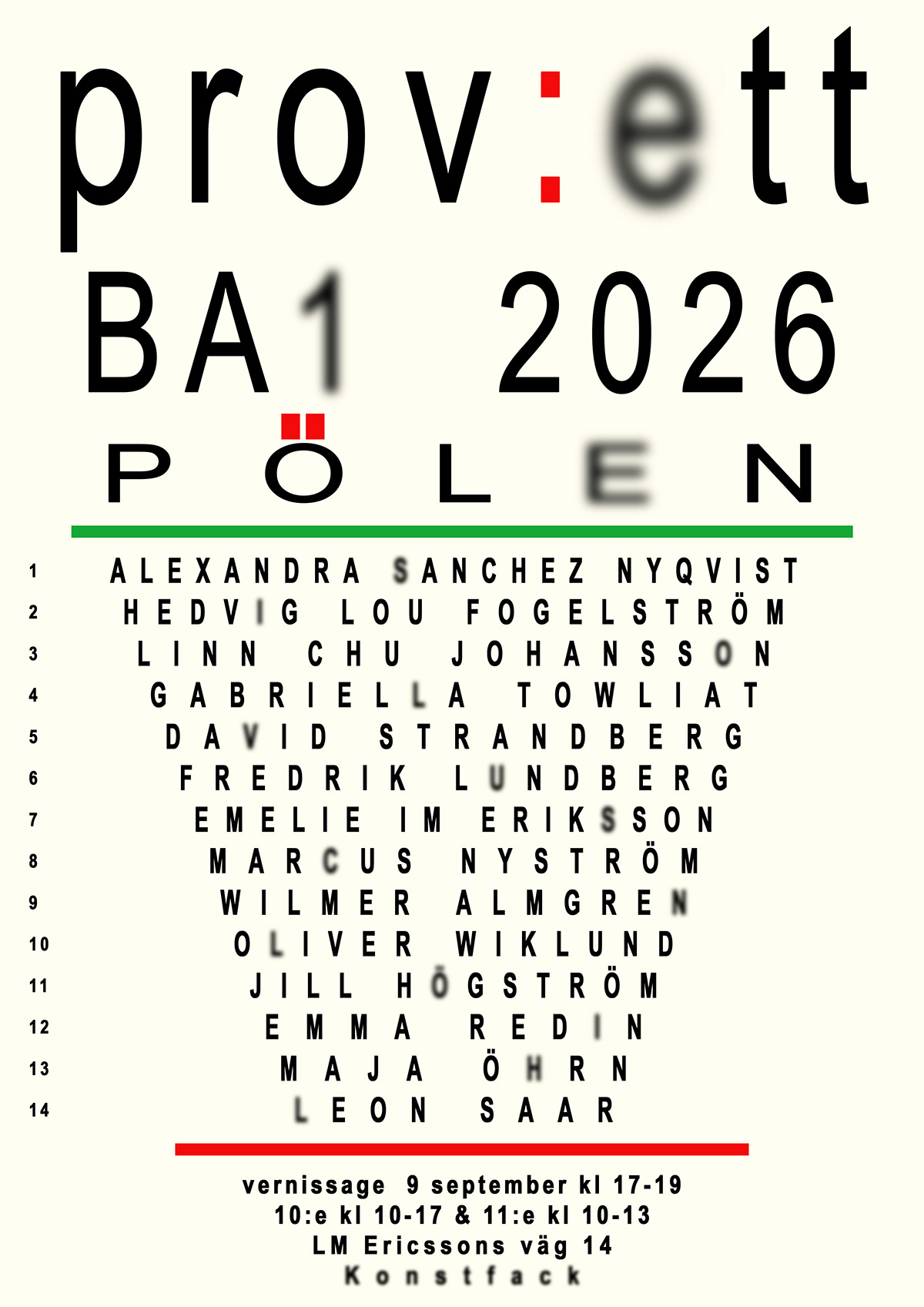 prov:ett – arbetsprover BFA1