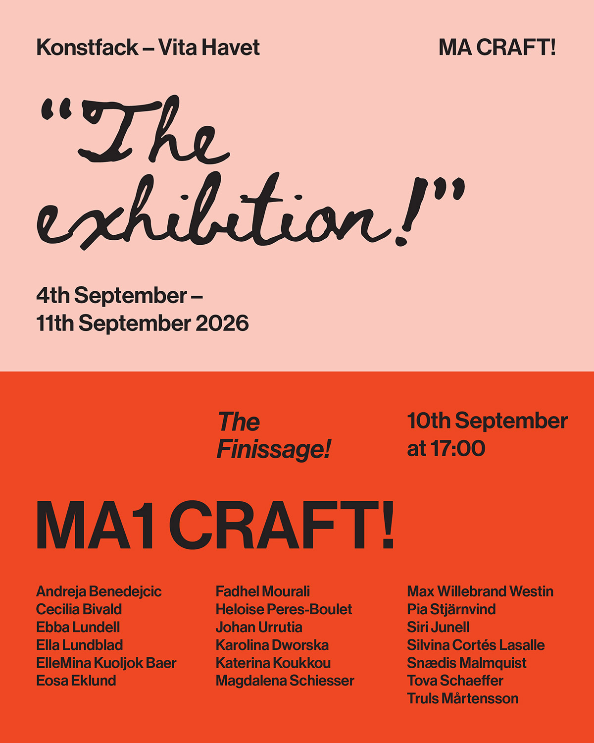 The Exhibition! – Master CRAFT! students, year 1
